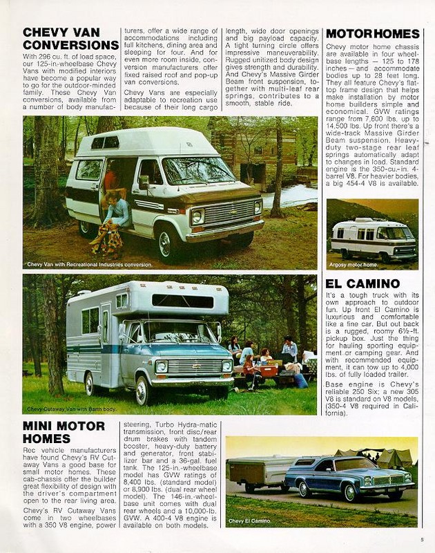 1976 Chevrolet Recreational Vehicles Brochure Page 1